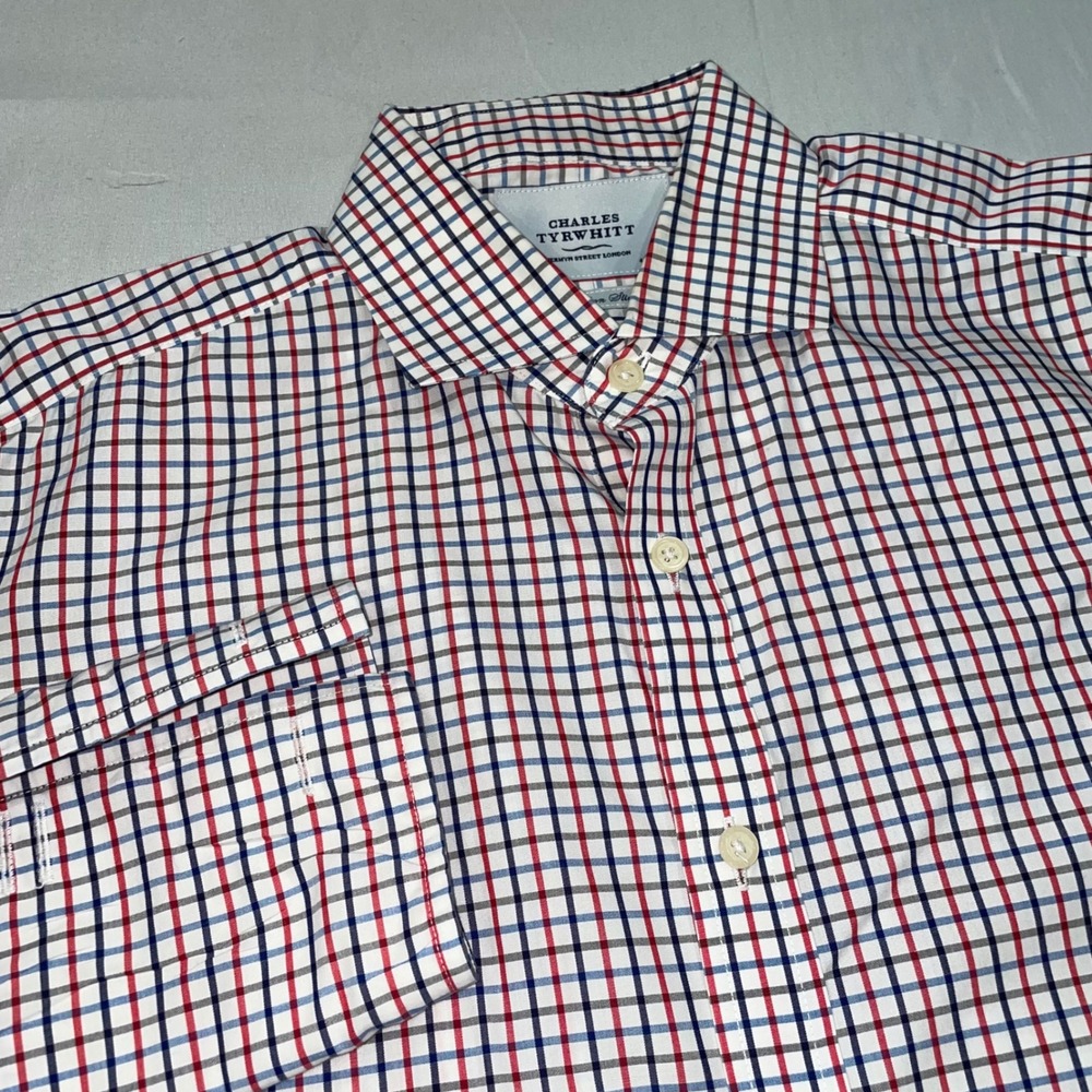 Charles Tyrwhitt Mens 16.5/33 Slim Fit Non Iron Tattersall Dress Shirt Multi